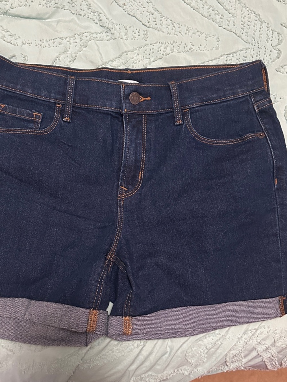 Old Navy Dark Blue Cuffed Denim Shorts - Picture 2 of 5
